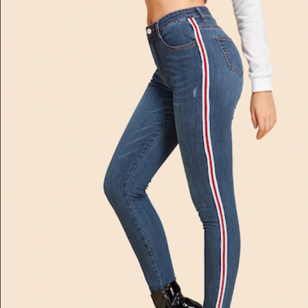 contrast striped jeans (accepting offers)